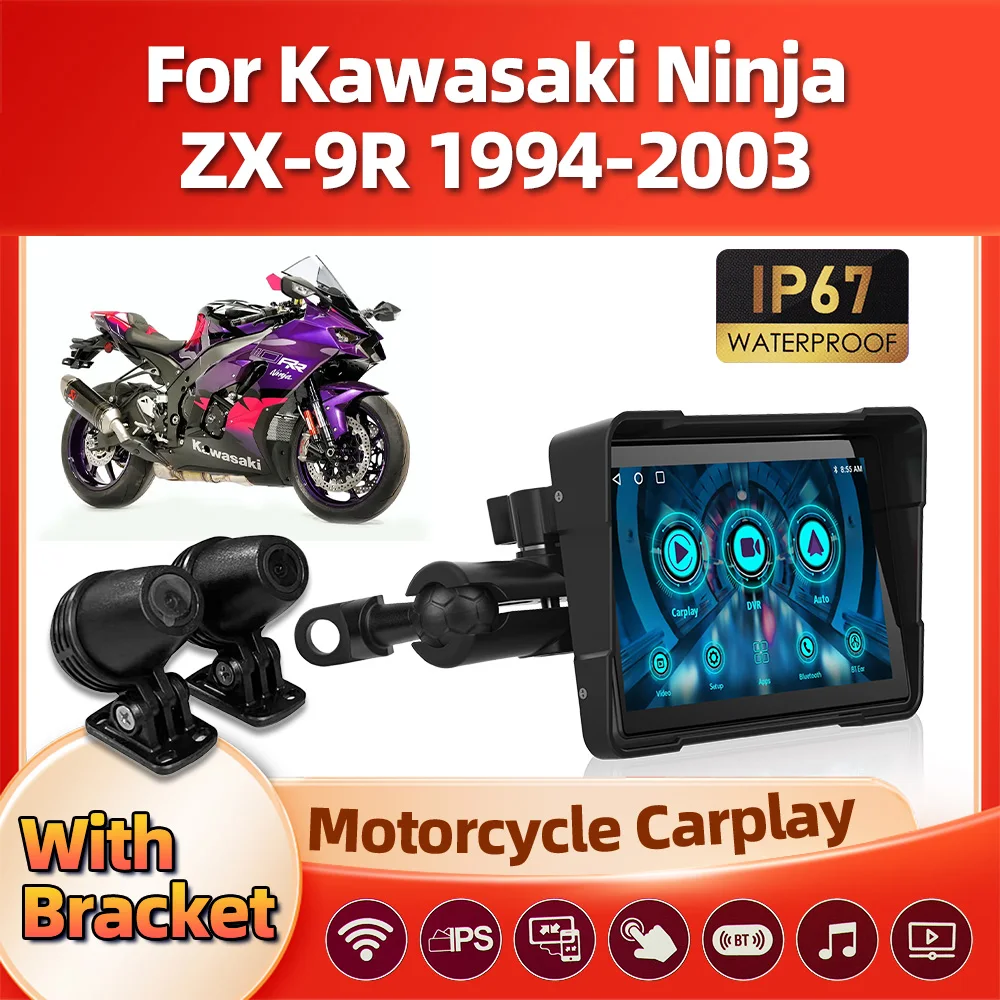 

Motorcycle Wireless Carplay Android Auto IP67 Waterproof Monitor Moto BT GPS For Kawasaki Ninja ZX-9R 1994-2000 2001 2002 2003