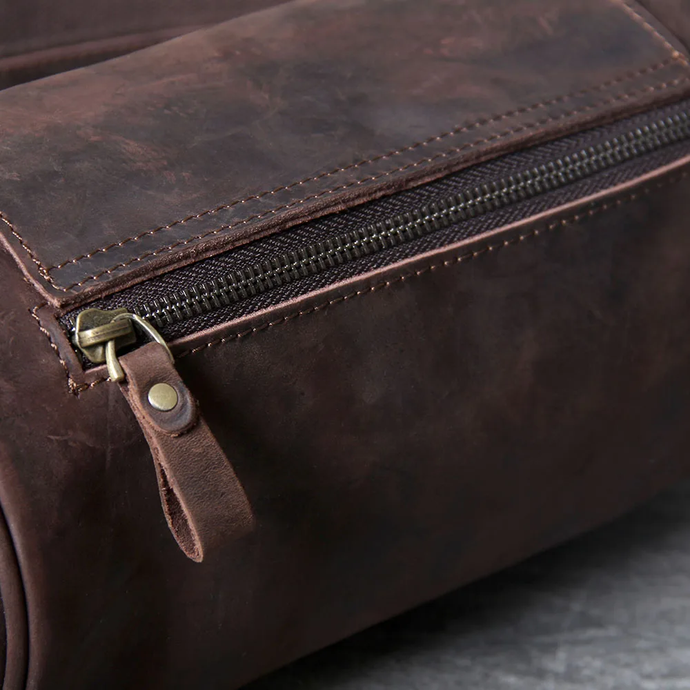 S.WORKER Echtleder Herren Umhängetasche, Bucket Bag, Vollnarbig, Trendige Casual Crossbody-Tasche, Mini-Umhängetasche für Handy & Schlüssel – Detail 13