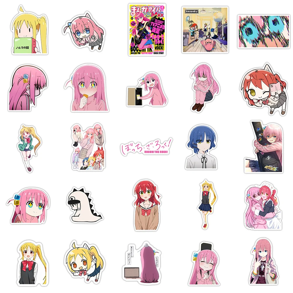 10/30/50Pcs Bocchi De Rots! Anime Stickers Schattige Cartoon Band Meisje Gotoh Hitori Sticker Waterfles Telefoon Laptop Graffiti Sticker