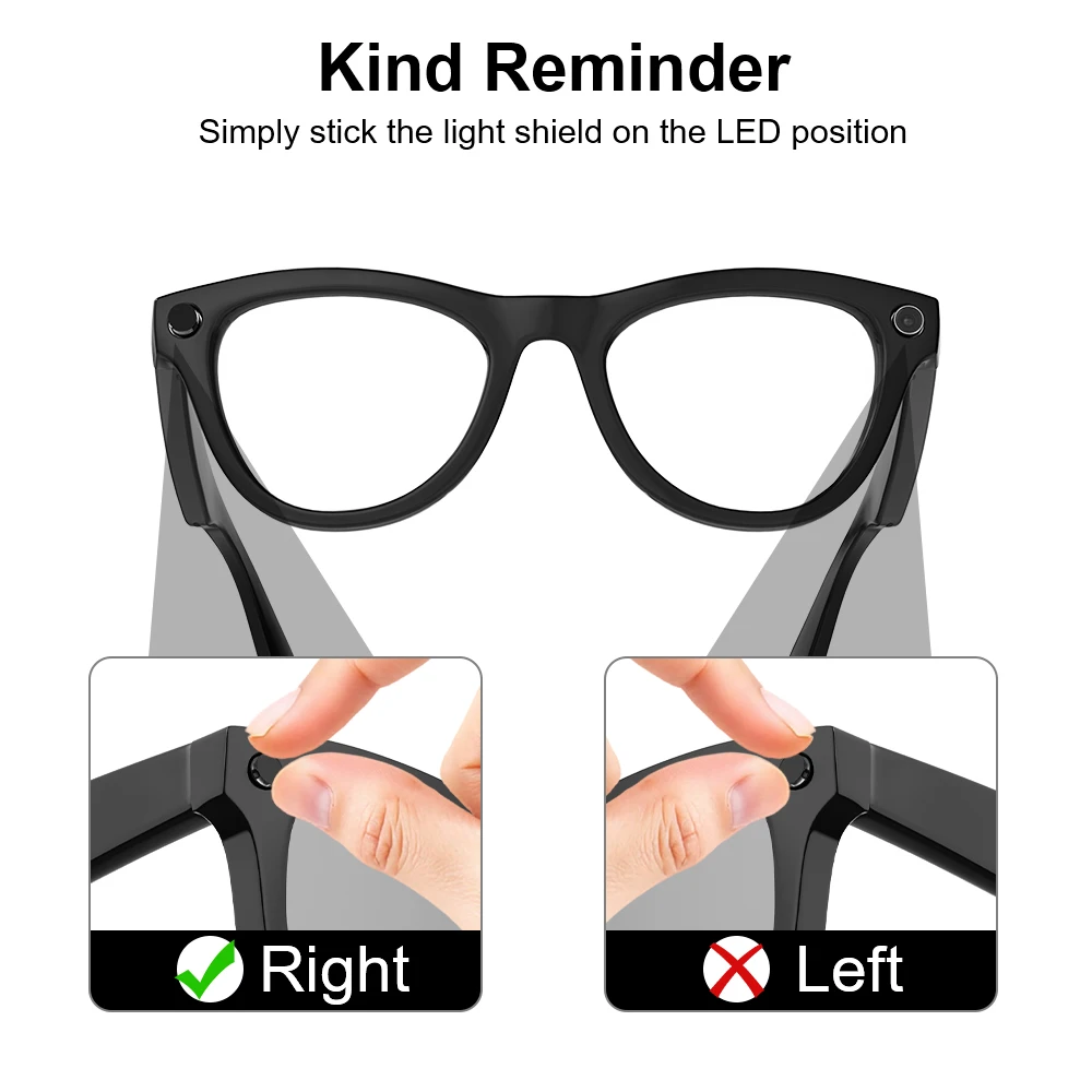 HIBLOKS Naklejki LED Antyrefleksyjne na Okulary Ray-Ban Meta Wayfarer/Skyler/Headliner & Oakley Meta HSTN Smart Glasses — zdjęcie produktu 2