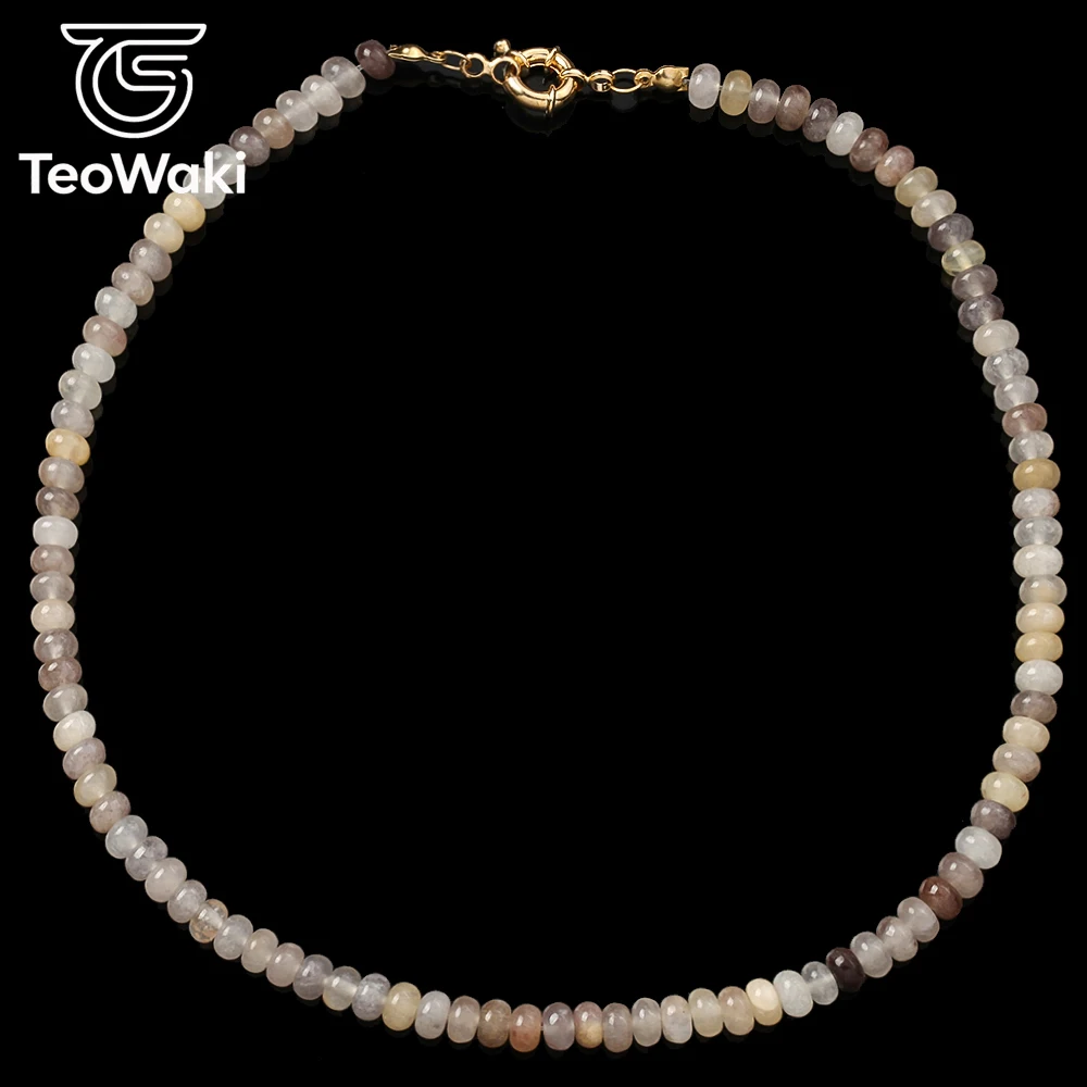 TeoWaki 4x6mm Natural Violet Turquoises Abacus Bead Necklace Jewelry for Men Women Christmas Holiday Gift Symbol of Kindness40cm