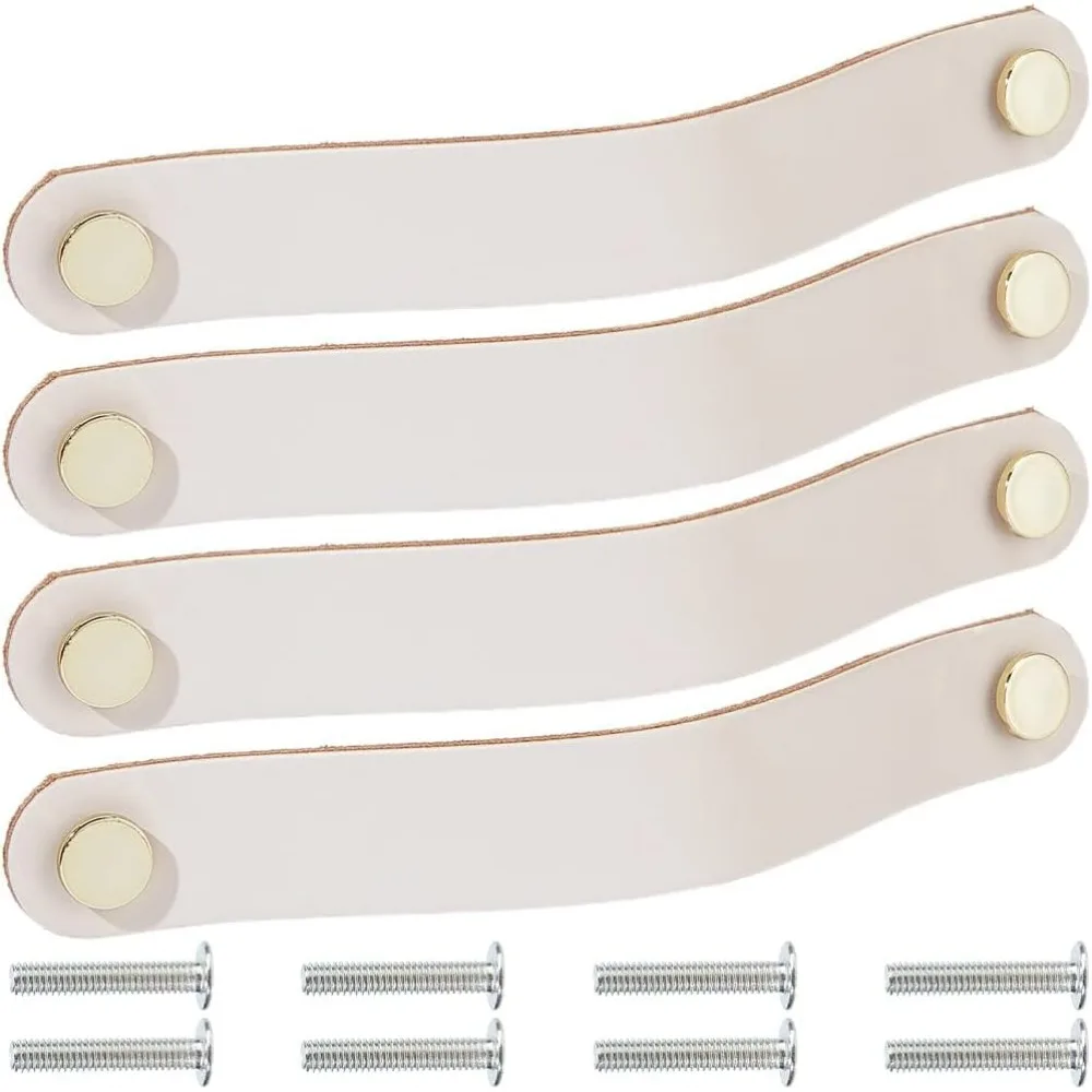 4 Pack 8 Inch Leather Drawer Pulls Cabinet Handles Soft Kitchen Wardrobe Door Knobs Genuine Leather Hardware Dresser making kit