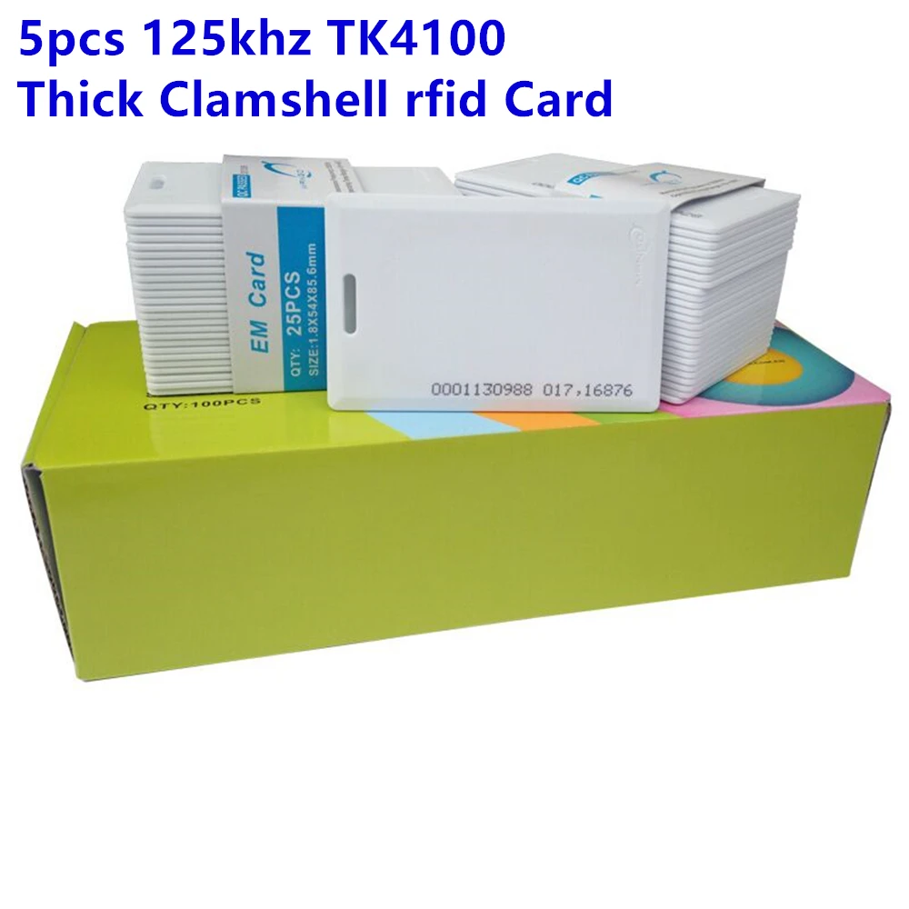 125khz RFID EM4100 TK4100 Clamshell Card 1.8mm Thickness Proximity ID Card with 64 bits for Door Access System Switch Power