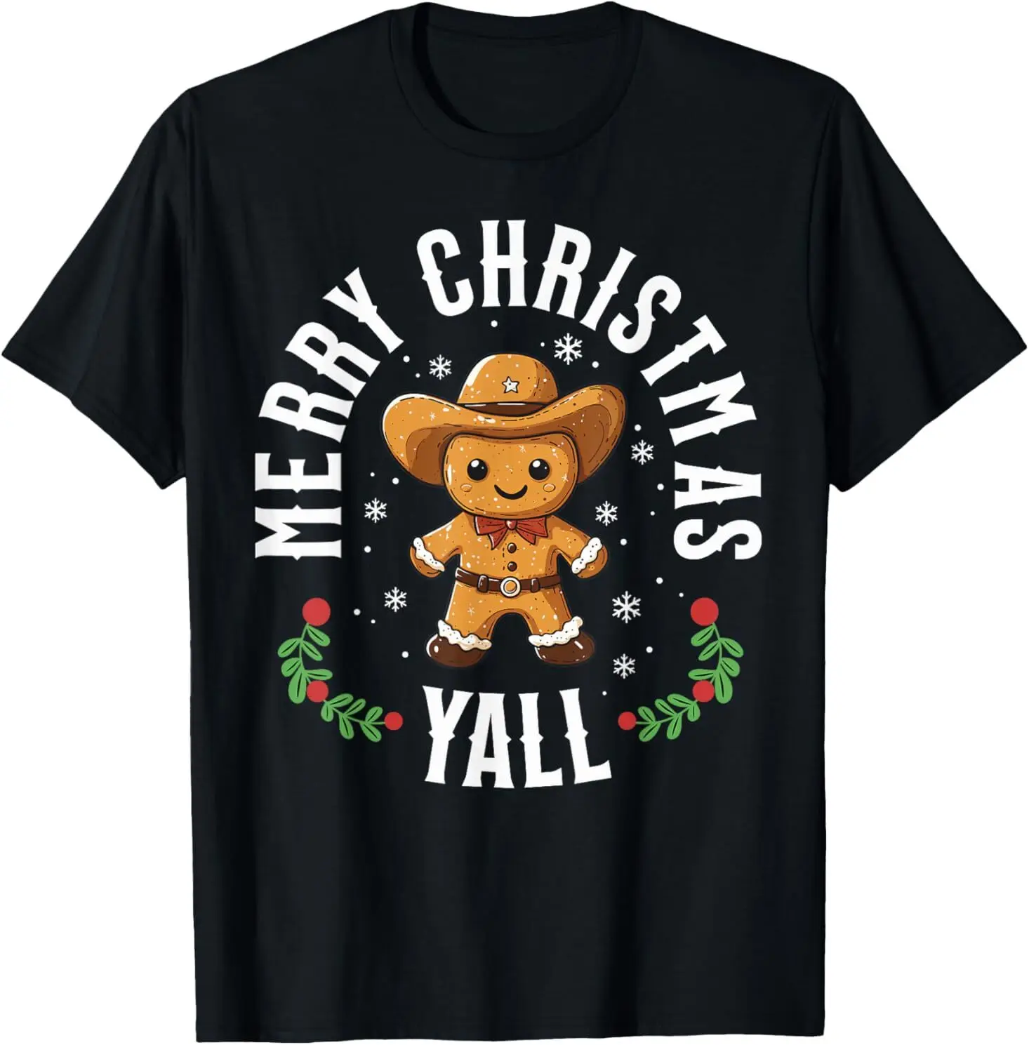 

Футболка Merry Christmas Yall Gingerbread Cowboy Howdy Western Xmas