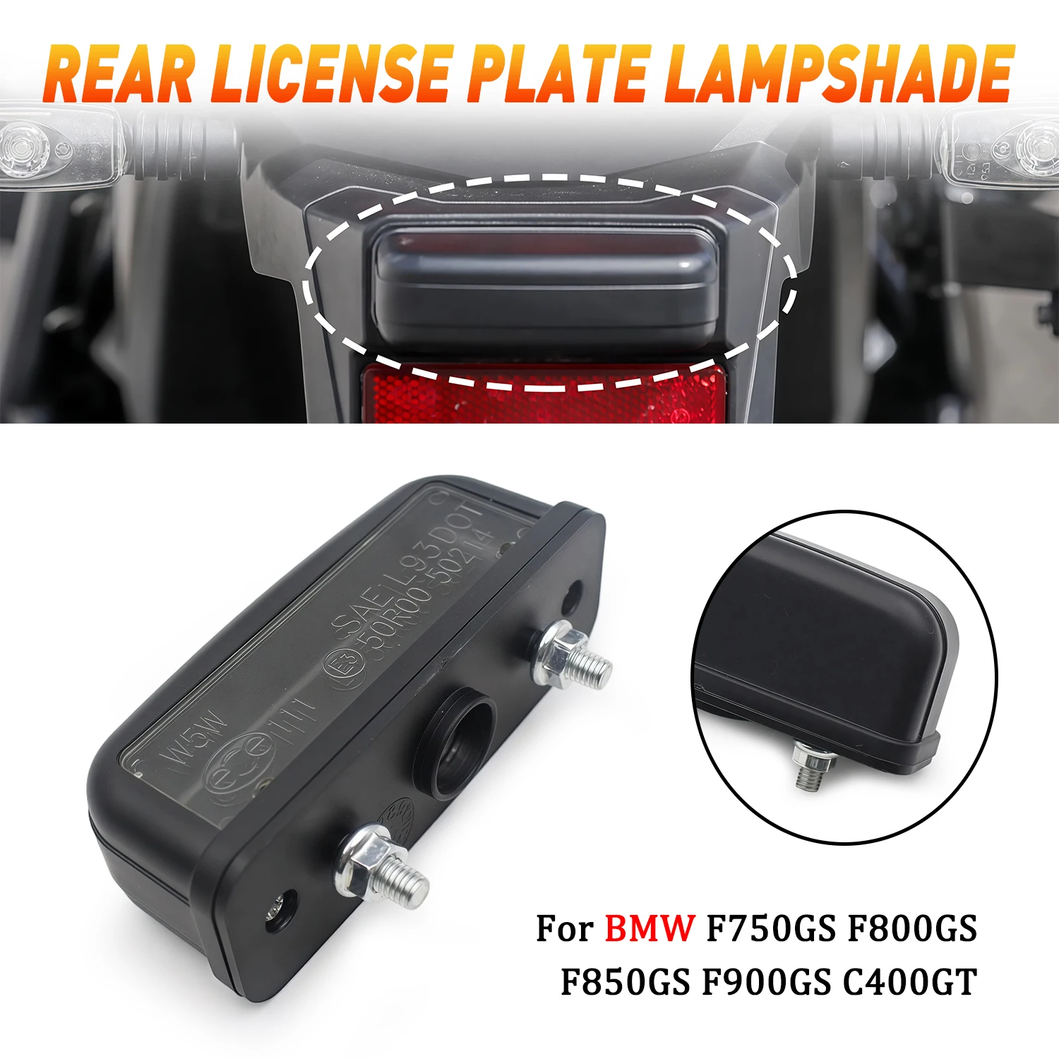 Motorcycle Registration Plate Light Housing For BMW C400GT F750GS F800GS F850GS F900GS ADV Rear License Plate Lamp Cover