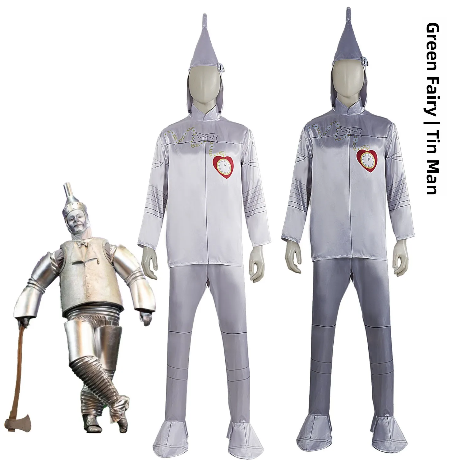 زي رجل الحديد للبالغين من الجنسين لعيد الهالوين، زي ساحر أخضر على طراز المرأة من فيلم ساحر أوز، بدلة الرجل الحديدي للحفلات وا...