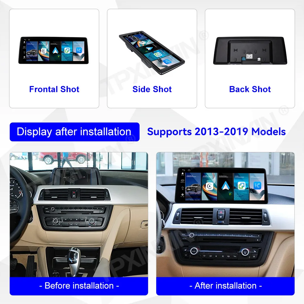 Radio para Auto con Linux de 12.9 Pulgadas, Android Auto y Carplay para BMW Serie 3 y 4 2004~2019, Reproductor Multimedia Automotriz, GPS, Navegador, Unidad Principal