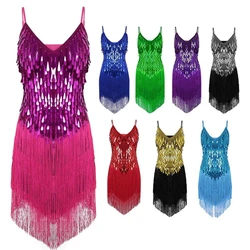 Wonen's Spaghetti Straps Sparkling Sequins Gowns Ballroom Salsa Samba Rumba Tango Latin Dance Dress