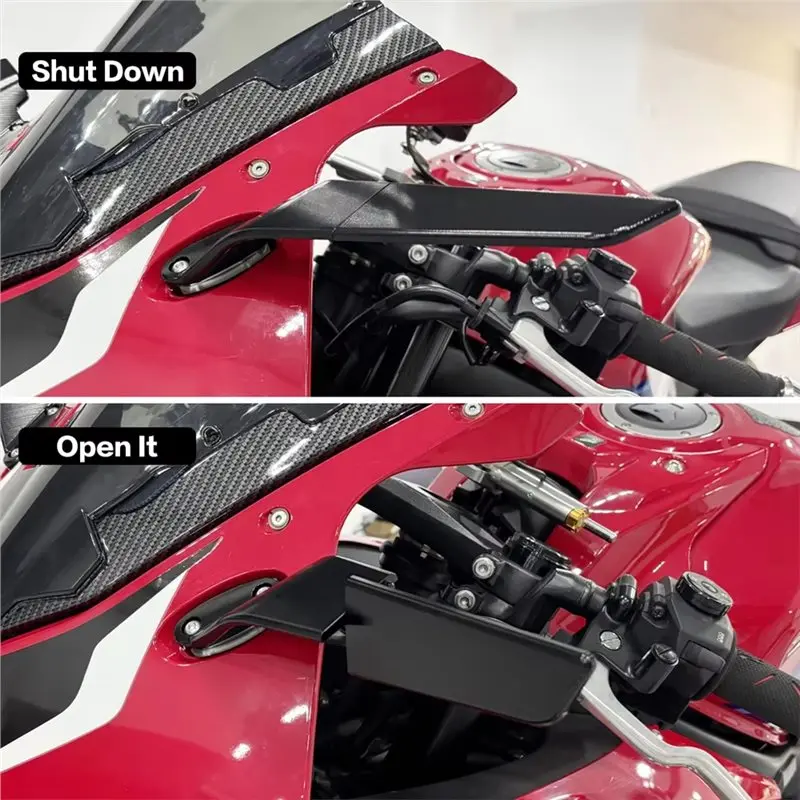 New Arrivals-Rearview Side Mirrors With LED Light Motorcycle Wind Wing Adjustable Rotating For Honda CBR650R CBR600RR 2019-2025