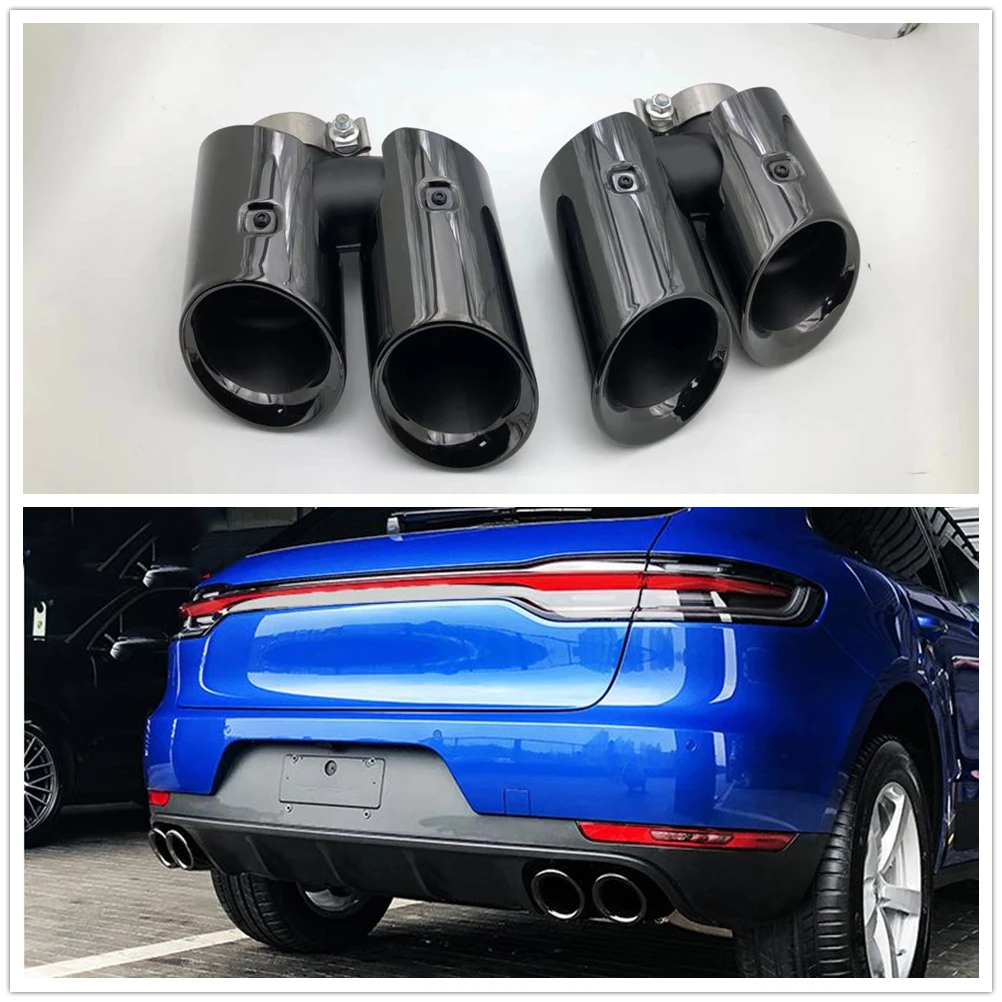 GTS Style Exhaust Muffler Tip Pipe For Porsche Macan 2.0T 2019-2024 Rear Air Outlet Vent Exhause Duct Out Tailpipe Kit