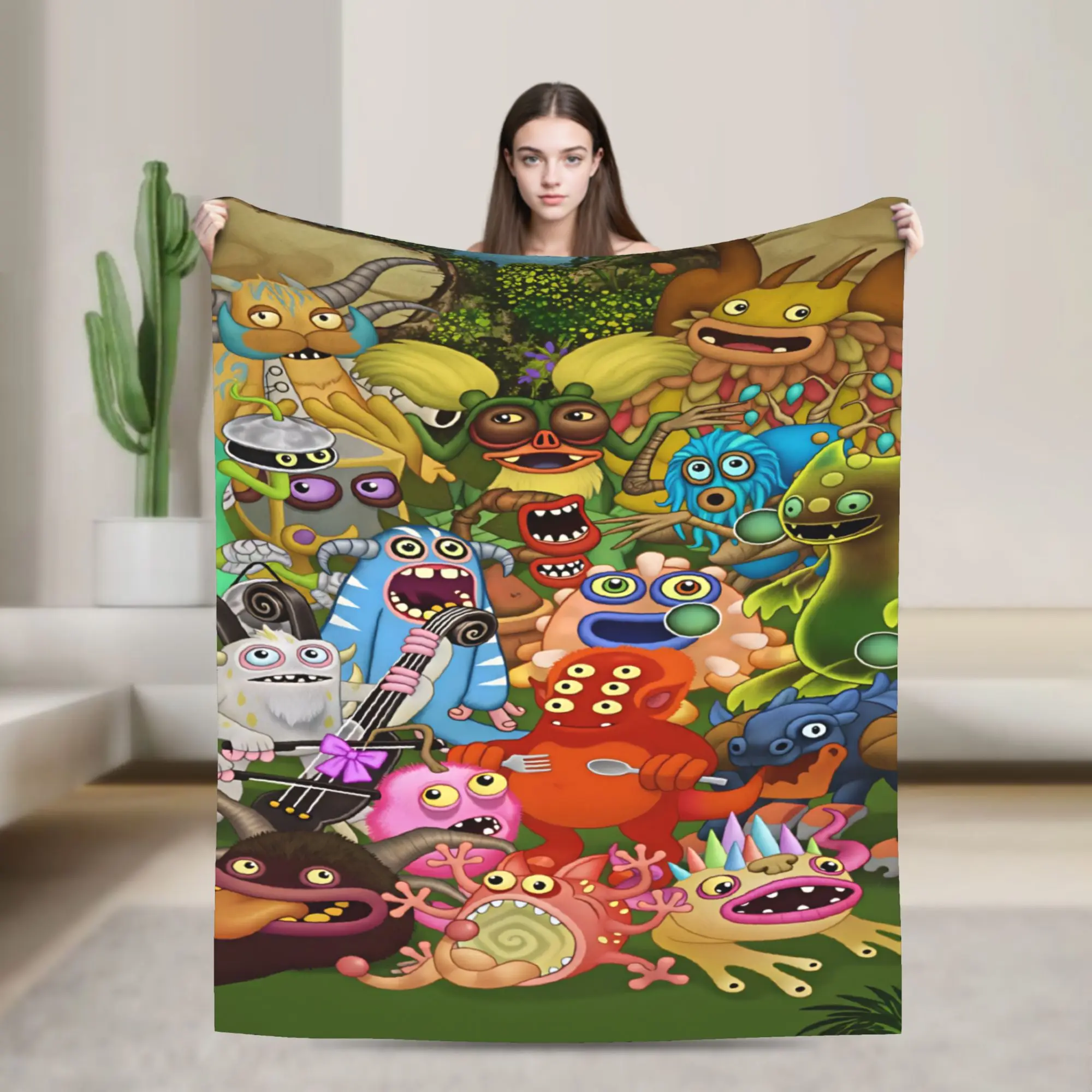 My Singing Monsters Video Game Cartoon Blankets Quality Soft  Throw Blanket Spring Students Couch Chair Sofa Bed Print Bedspread