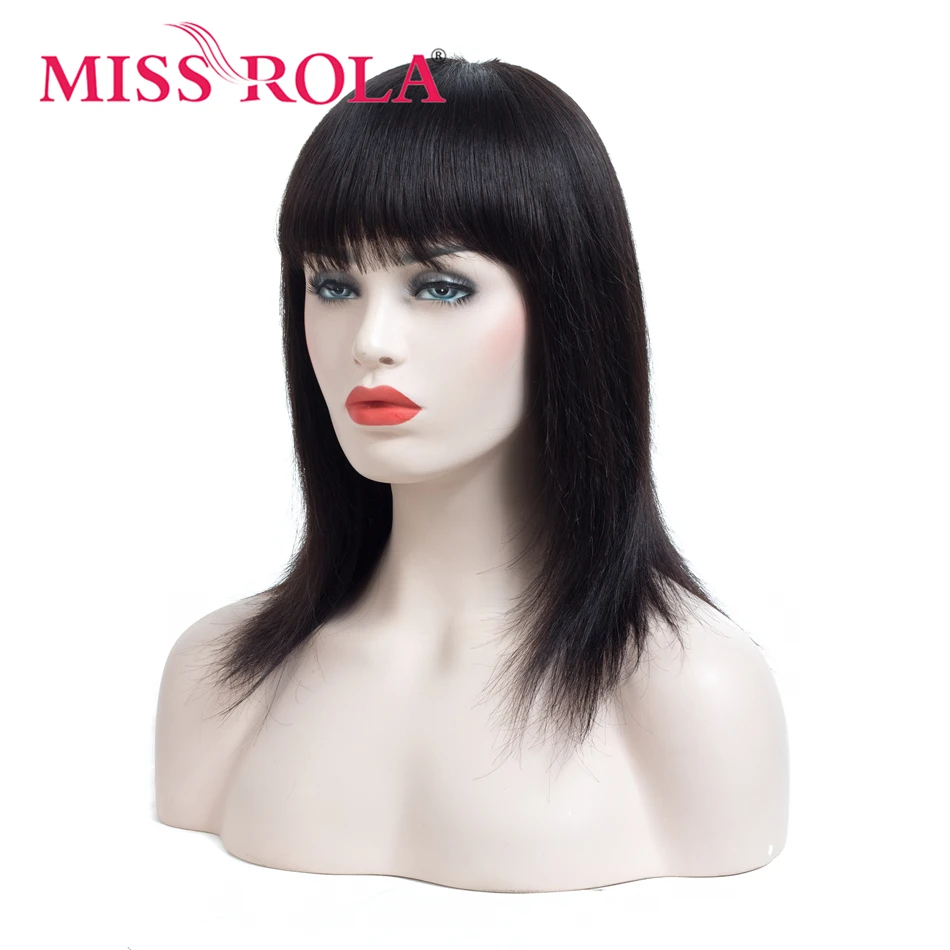 MISS ROLA #99J 4# 1B Color Straight Short Human Hair Wigs Brazilian Non-Remy Hiar 100% Human Hair Wigs Machine Made Short Wig