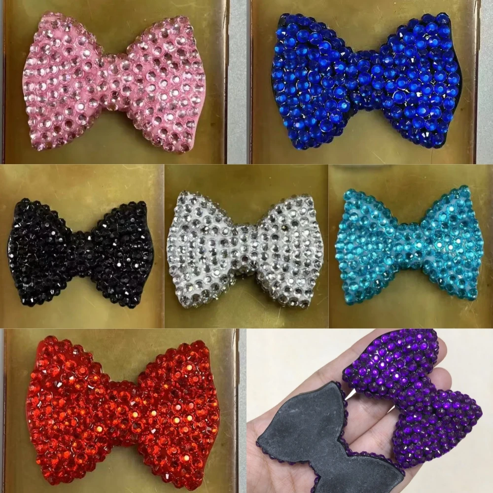 

Random Mixed 10Pcs/Pack Glossy Bowknot Full Rhinestone Bow Ab Color Rose Flower Flat Back Decorations Junk Phone Case Charms