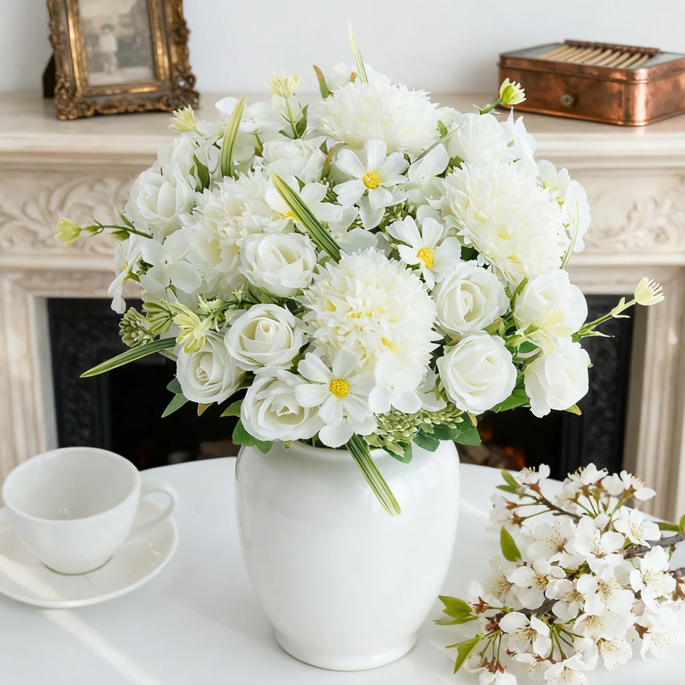 1PC Künstliche Blumen Seide Rosen Hochzeit Kranz Hause Zimmer Festival Decor Brautsträuße Outdoor Hof Garten DIY Geschenke Box