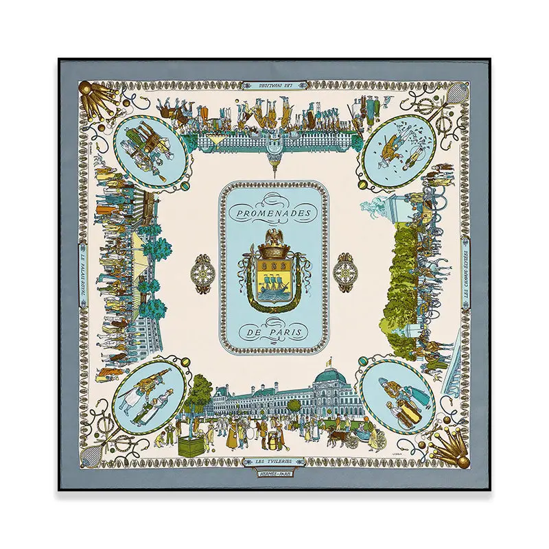 

Modern simple entrance corridor aisle hanging painting Hermès silk scarf sky garden pattern mural entrance decorative painting