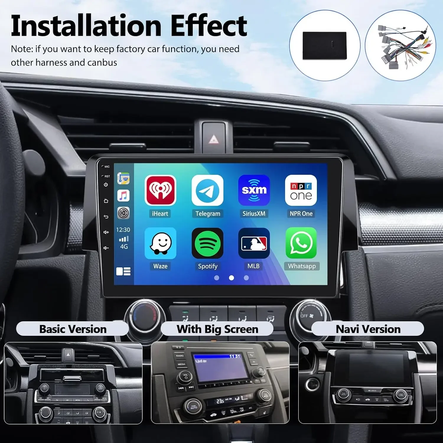 

Для Honda Civic Android 13 2016-2020 гг., 9-дюймовая автомобильная навигационная система — с CarPlay Android Auto, совместимость 2 + 32G