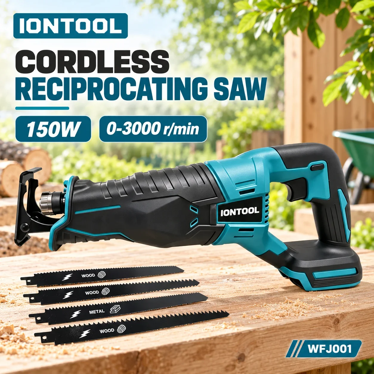 IONTOOL Handheld Cordless Reciprocating Saw 3000rpm for Tree Root Clearing and Plastic Component Cutting DIY Bare Tool