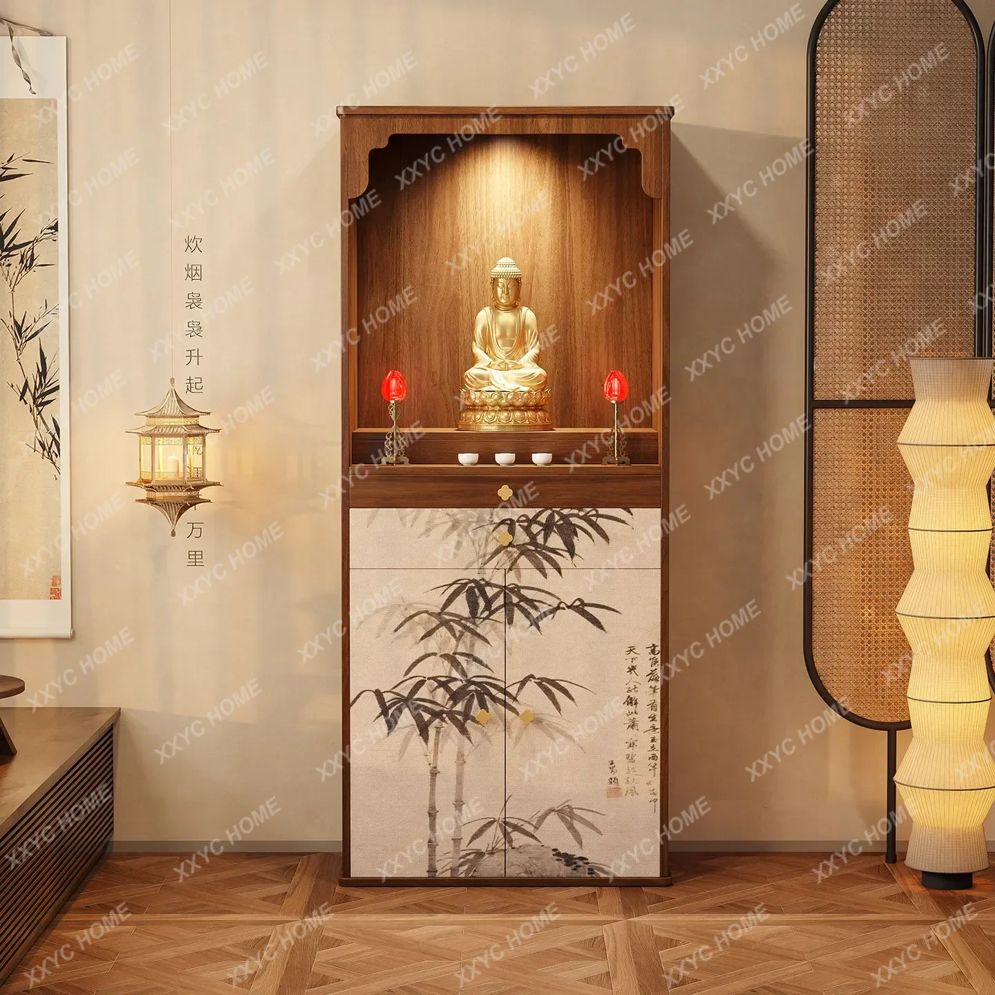 solid wood buddha niche buddha altar god of wealth altar for home living room shrine cabinet bodhisattva worship altar