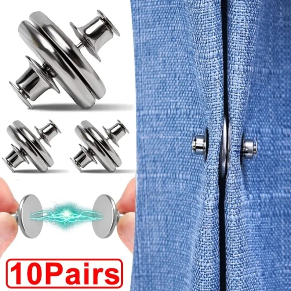 10pcs Metal Magnetic Curtain Button Holder Buckle Curtain Clasp Tool Free Removable Previous Light Leakage Curtains Closure Clip