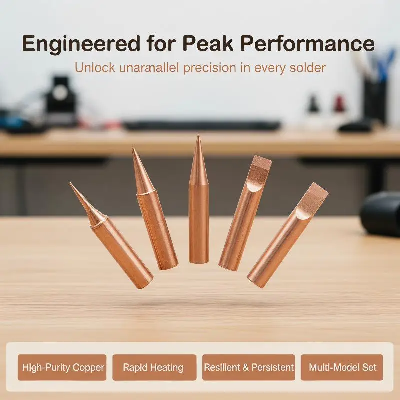 900M T Pure Copper Soldering Tip Durable Replacement Part Compatible with 936 937 938 Soldering Station Welding Work