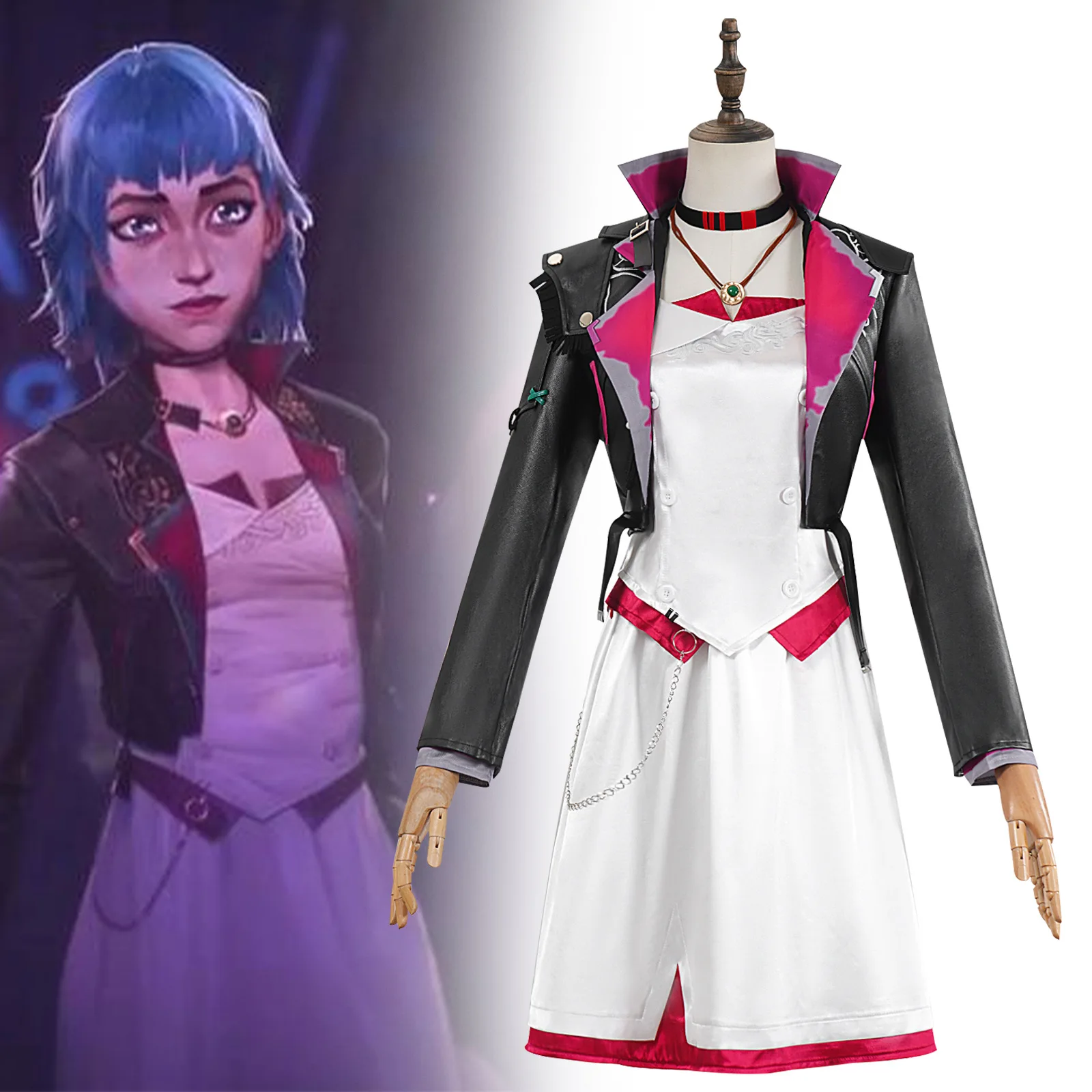 

Jinx Cosplay Collab Series: Game LOL Arcane S2 Powder Jinx Cosplay Costume AU Party Dance Dress Halloween Costume