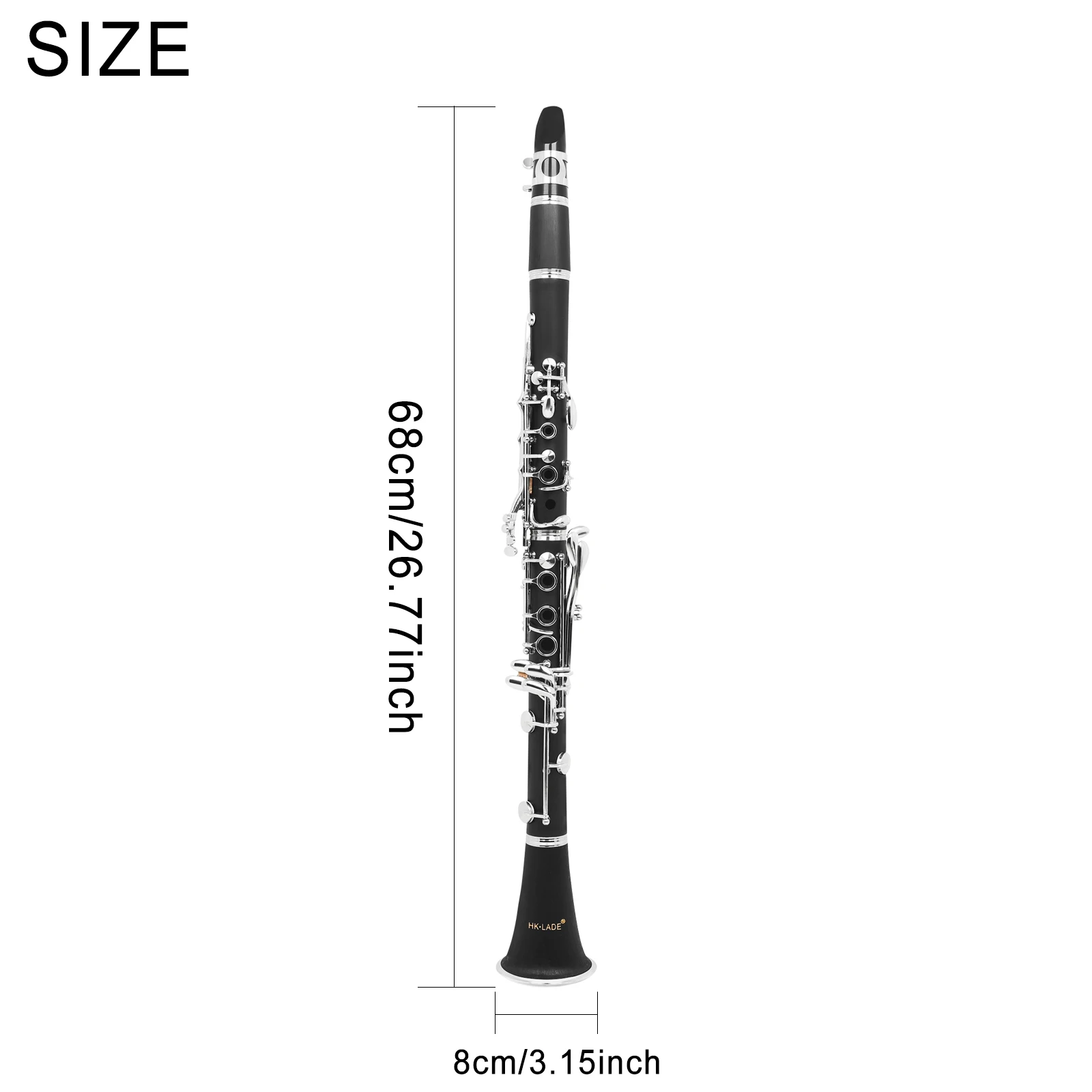 HK.LADE 17 Keys Clarinet ABS Tube Nickel Plated Keys Clarinet Case Accessory Kit for Woodwind Instrument Practice Performance