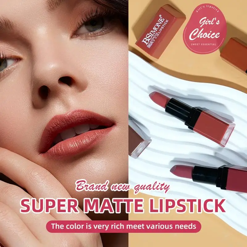 【WHB】BSIMONE 3,5g taza antiadherente de nicho hidratante multicolor no es fácil de decolorar lápiz labial de Color duradero brillo de labios mate