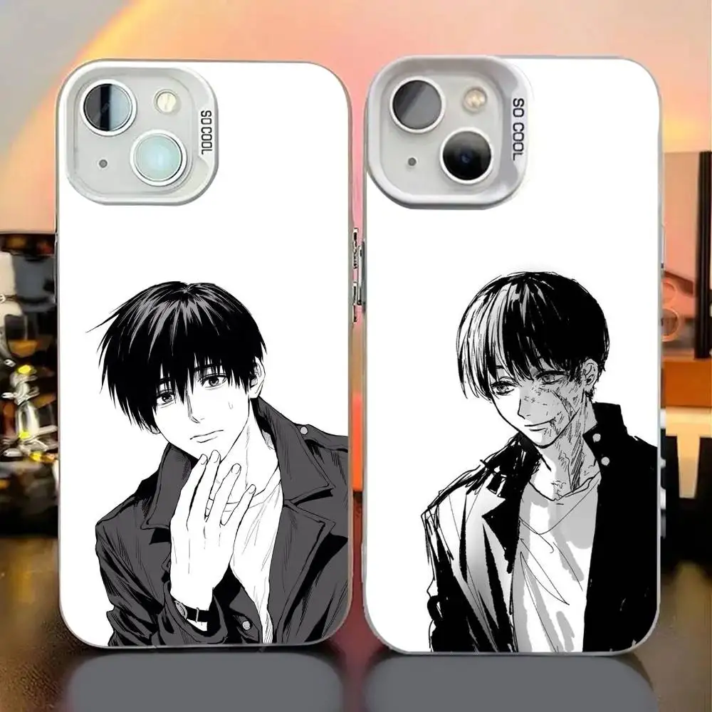 Funda de teléfono Cool de Anime H-aibara Yus para iPhone 16 15 14 13 12 11 8 Pro Max Plus plateada colorida