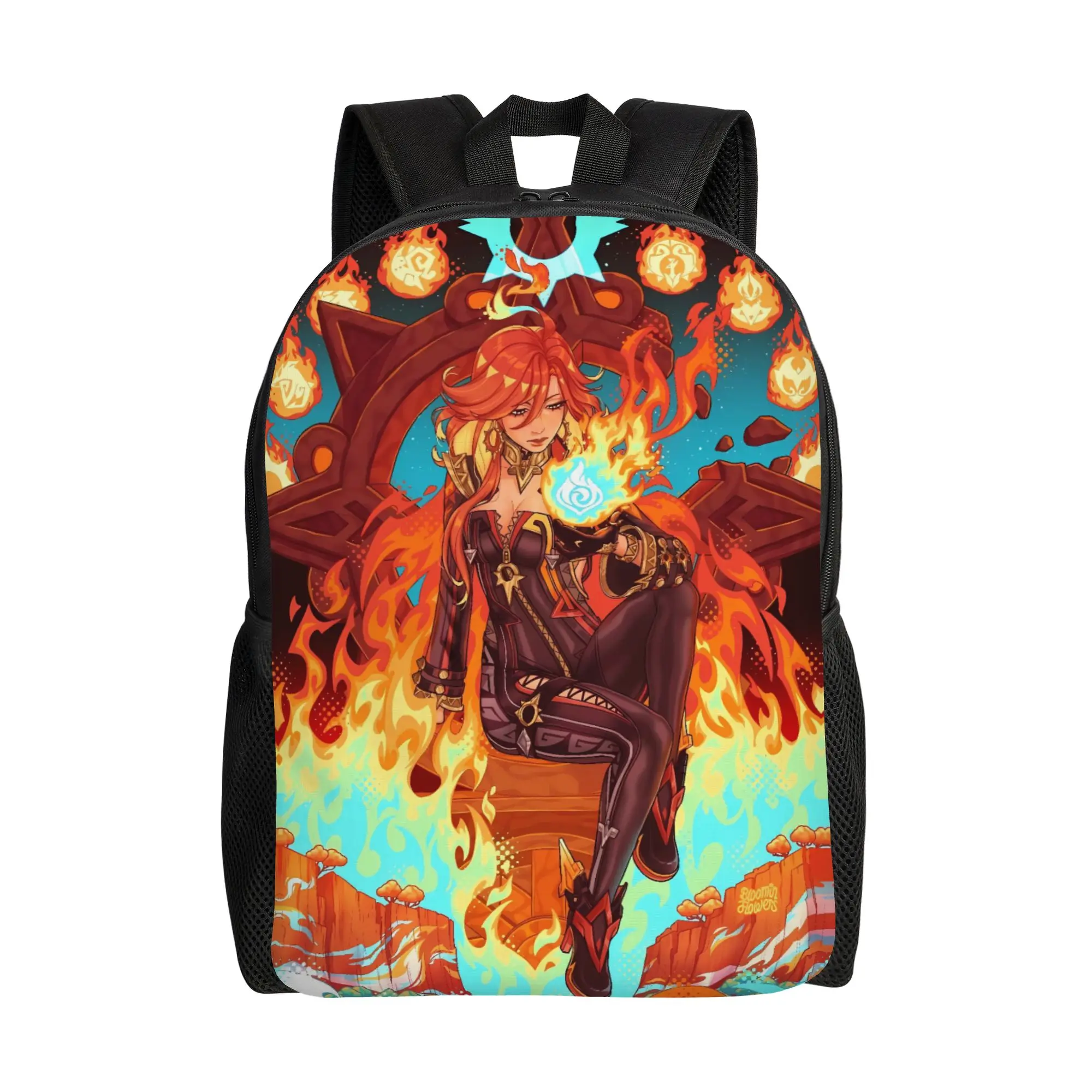 

Рюкзак Mavuika Genshin Impact с мультяшным принтом, университетский рюкзак, мужские повседневные школьные сумки, дизайнерский прочный рюкзак