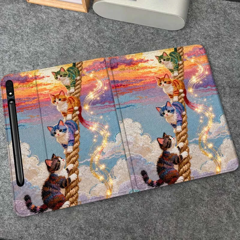 

Color Cat Popular Cartoon Art Gift For Samsung Galaxy Tab S10 S9 S8 S7 FE Lite Soft Flexible Support Tablet Case