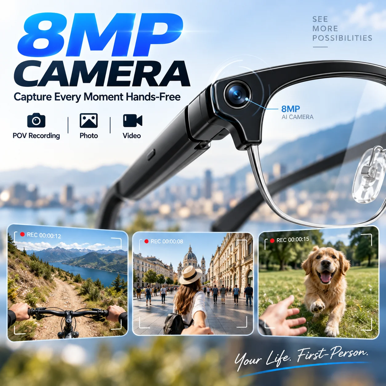 AI 스마트 안경, 8MP 카메라, 실시간 번역, 음성 - Photography Japanese 리뷰 및 가격