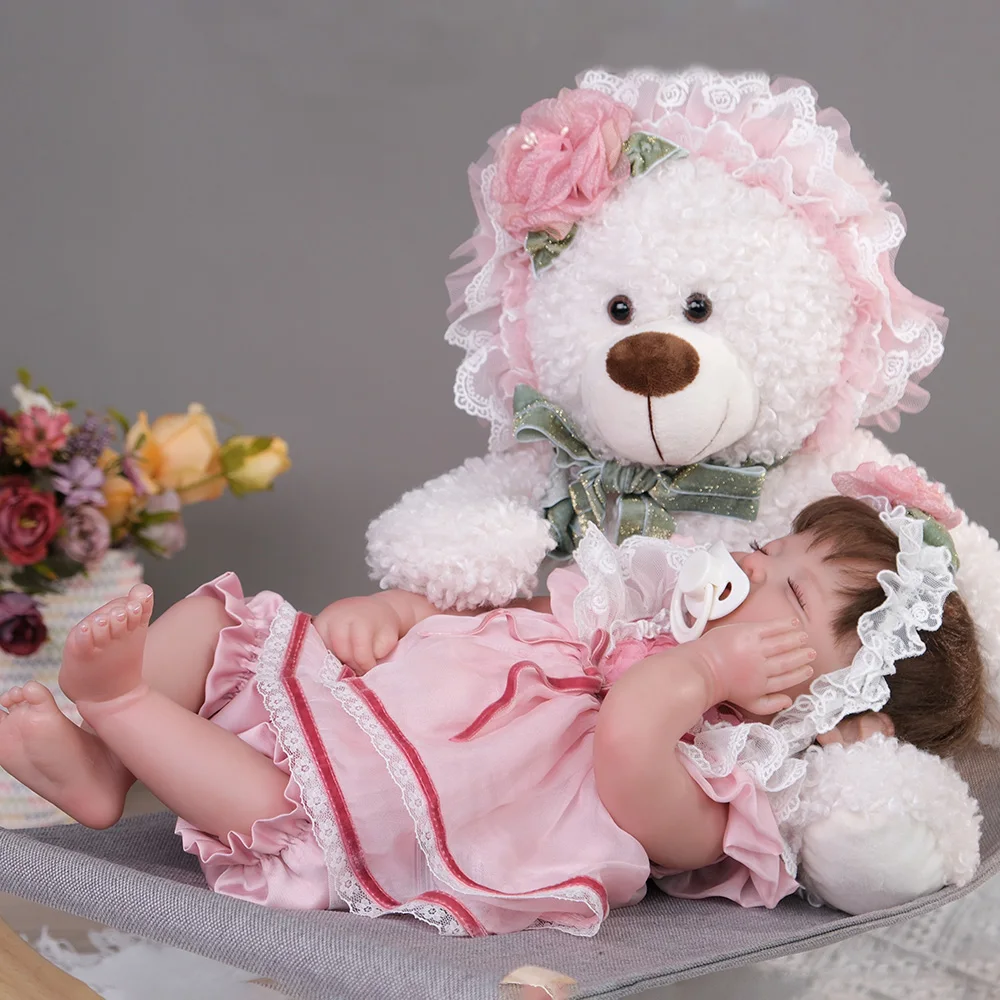 

Cloveray 20 Inch Classic Realistic Reborn Baby Doll Full Body Vinyl Close Eyes Vinyl Doll Handmade Original Toy Kid Xmas Gift