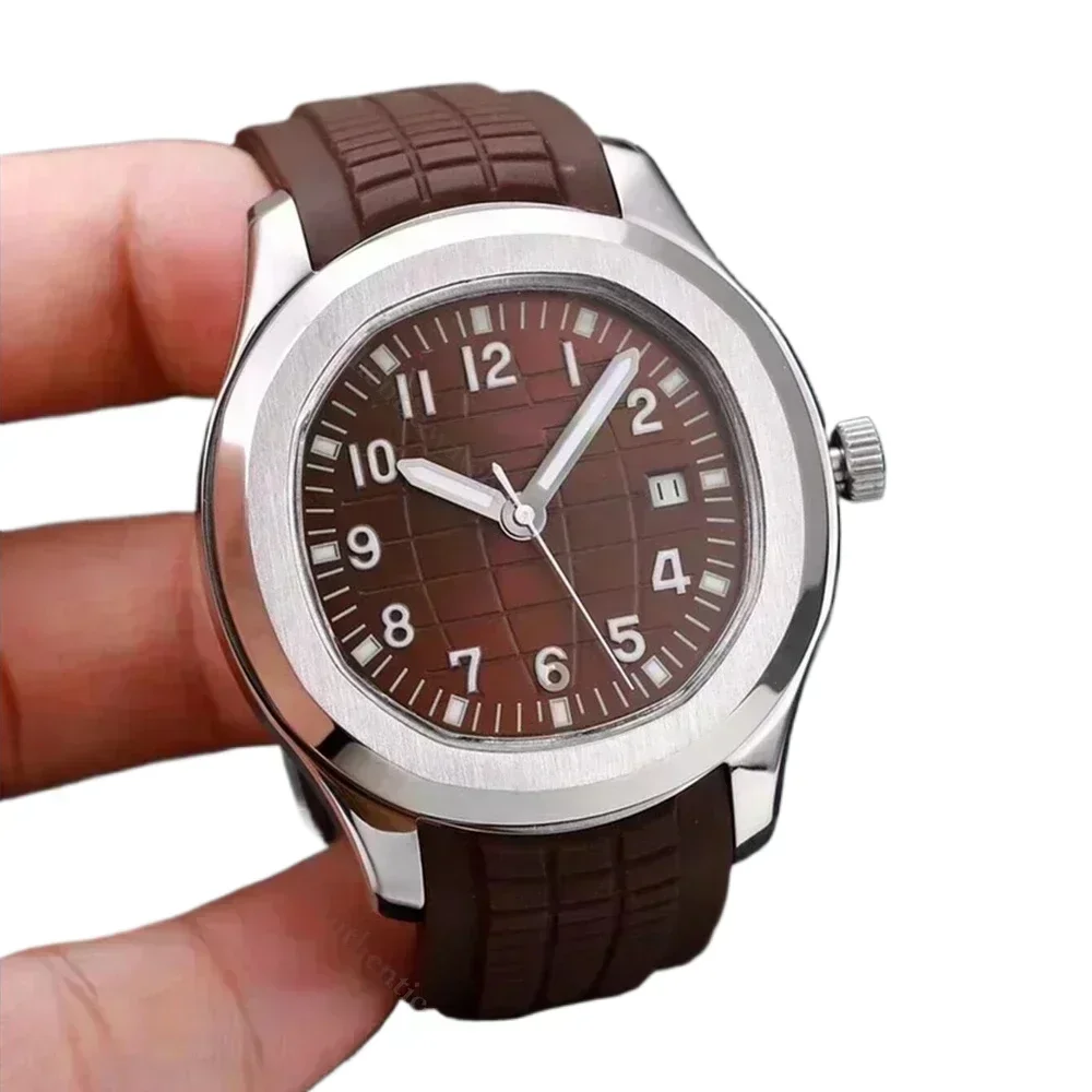 الرجال الميكانيكية ووتش الساعات الأوتوماتيكية الفولاذ المقاوم للصدأ الأزرق الأبيض المطاط حزام الياقوت الفضة ارتفع الذهب جامبو مخصص #4