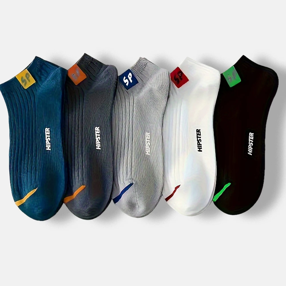 5 Pairs Men Solid Color Ankle Socks Creative Versatile Trendy Super Comfortable Socks Moisture Absorbing Breathable Short Socks