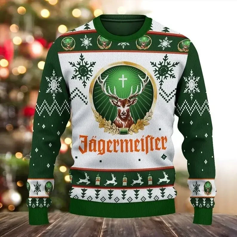 

Imported Wine Autumn Winter New 3D Print Ugly Christmas Men's Women's Pullovers Couple Outdoor Party Casual Long Sleeved T-shirt