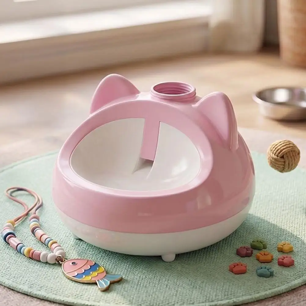 Siphon Refill Cat Water Bowl Automatic Cat Water Dispenser with Bottle Adapter Cute Cat Ear Design Pet Water Feeder for Small