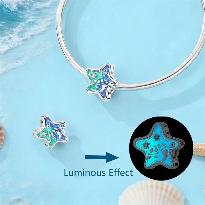 

New 925 Sterling Silver Underwater Starfish Charms Bead Fit3mm Original Bracelet DIY Women Birthday Anniversary Jewelry Gifts