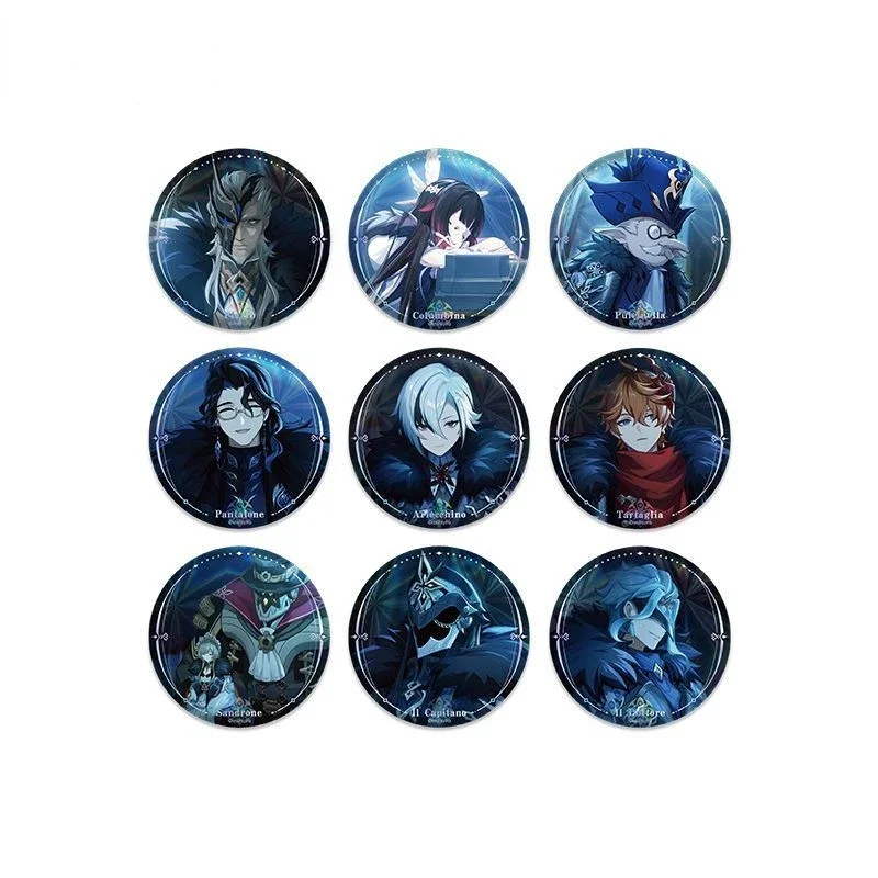 Game Impact Fatui Harbinger II Capitano Jester Arlecchino Doctor Pin Badge Backpack Icon Button Laser Brooch Accessories Gift