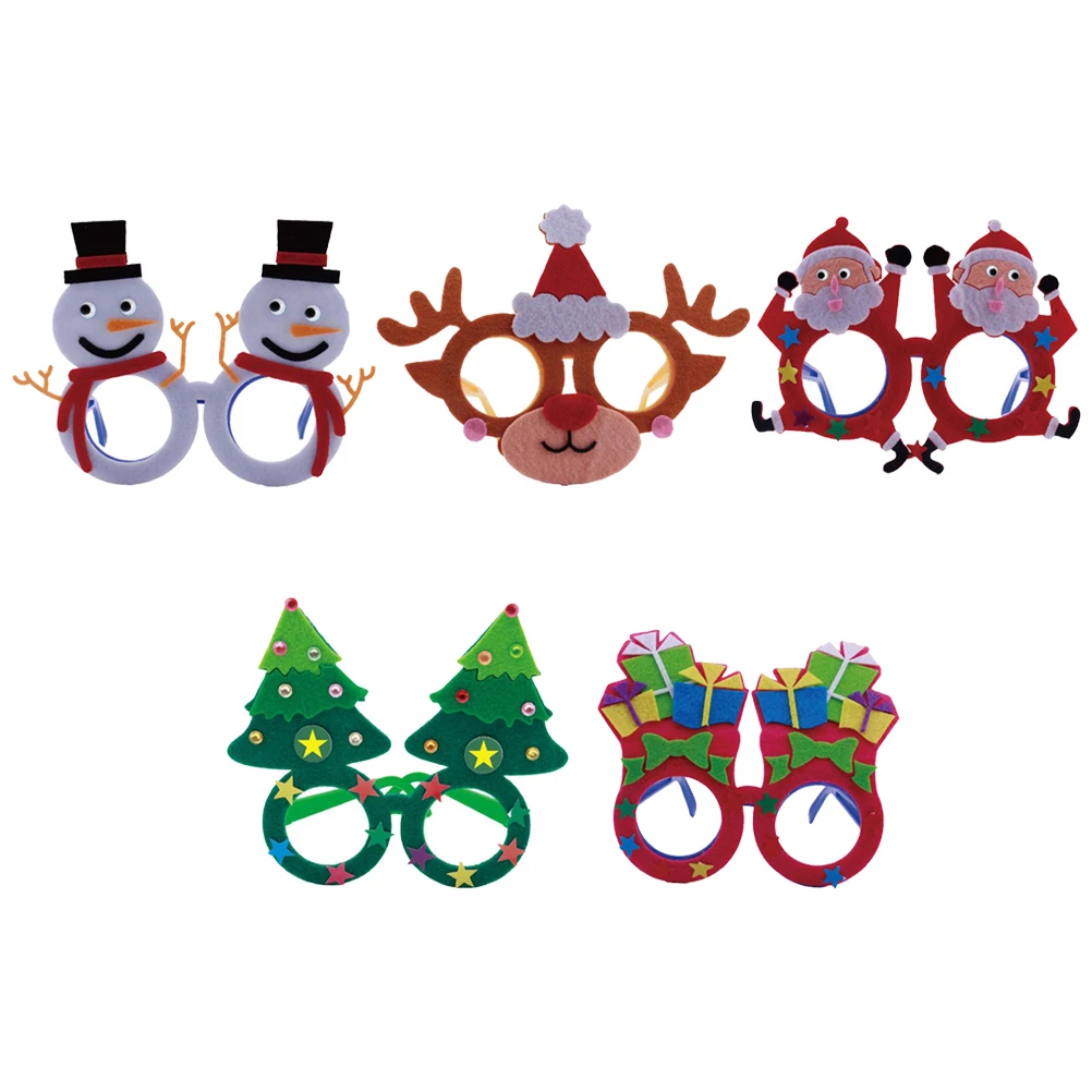 Gafas navideñas, telas no tejidas, materiales DIY, recuerdos de fiesta de guardería, accesorios ligeros y duraderos, 5 uds.