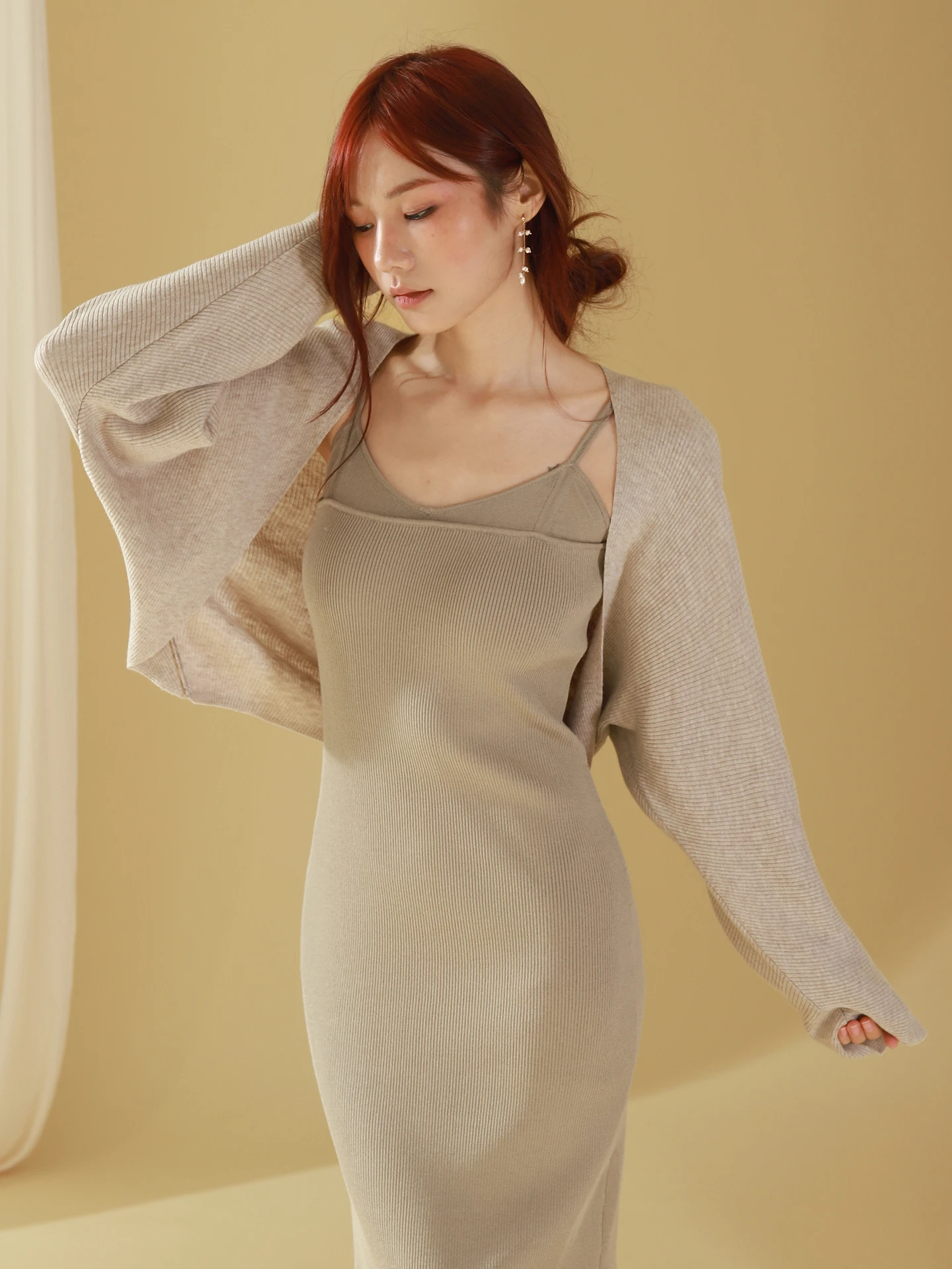 

MZOMXO Women's Batwing Sve Knitted Open Cardigan Pure Color Versatile ort Outerwear Autumn 2025 Commute Sle Loose Fit