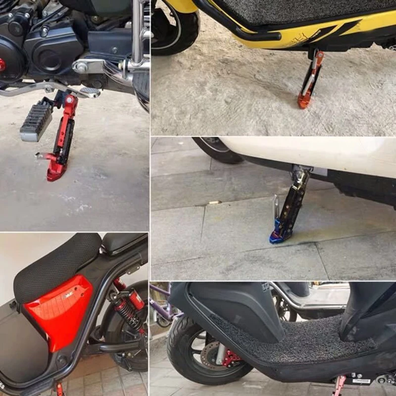 Soporte Universal para motocicleta, soporte lateral, soporte de pie, trípode lateral ajustable, soporte de estacionamiento de aleación, 1 ud.