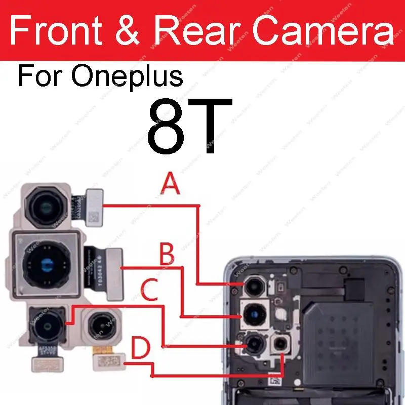 Main Rear Front Camera For Oneplus 1+ 8 8Pro 8T Big Back All Front Small Facing Camera Module For OnePlus 8 8pro 8t Replacement