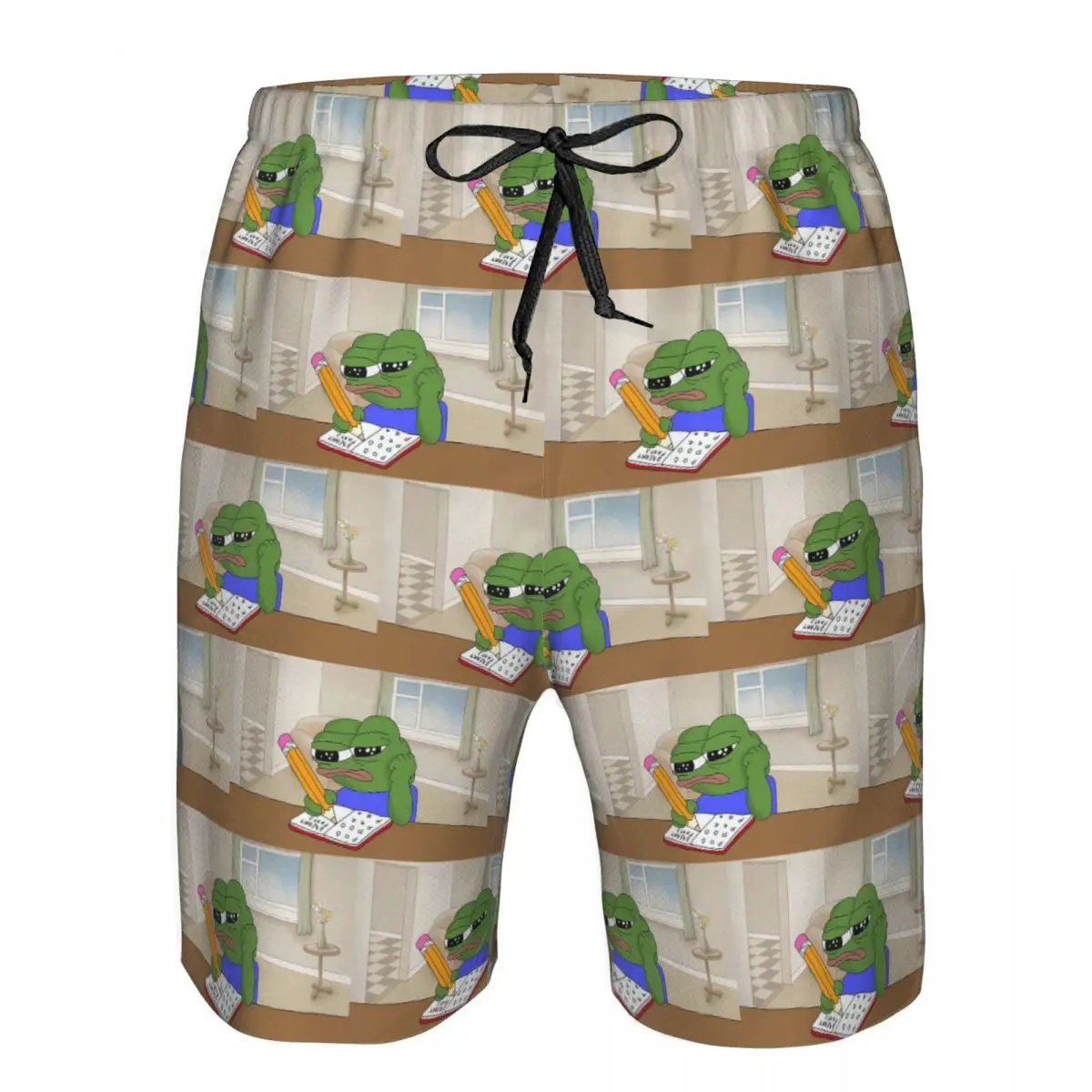 Funny Sad Pepe Frog Meme Trunks Beach Board Shorts Casual Quick Dry Swimming Summer Men Pants