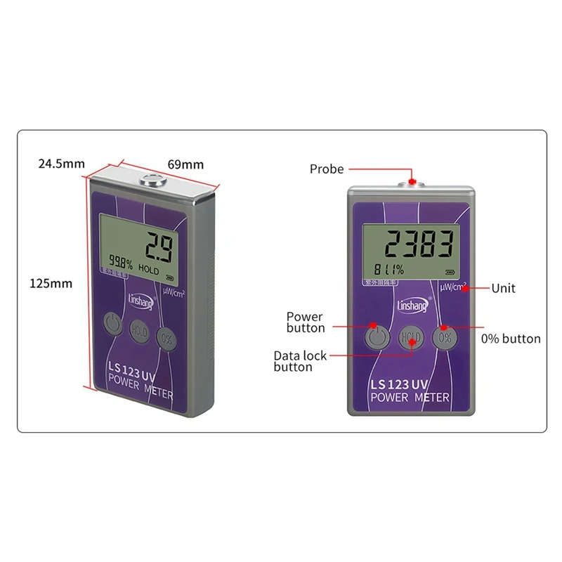 A56G-Portable UV Meter LS123 Measure Ultraviolet Radiation Power Intensity Radiance Density Rejection Rate