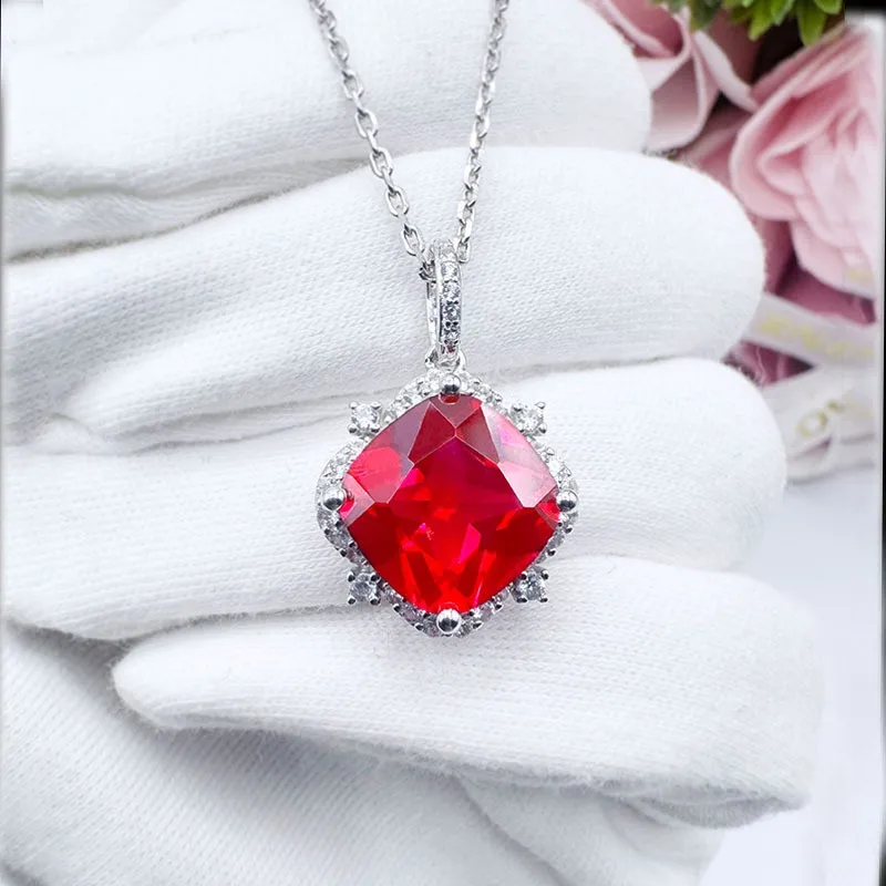 

necklace for women diamond pendant Ruby jewelry necklace platinum clavicle chain jewelry