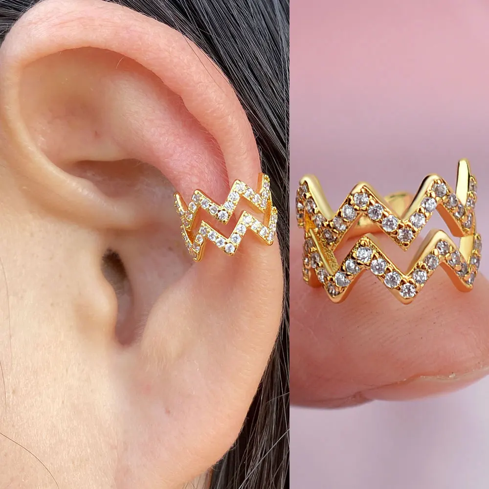 Climber Ear Cuff Clip para Mulheres, CZ, Sem Piercing, Forma C, Geométrica, Earcuff Pequeno, Ear Wrap, Earcuff Clips, Joias Presentes, 1 Peça