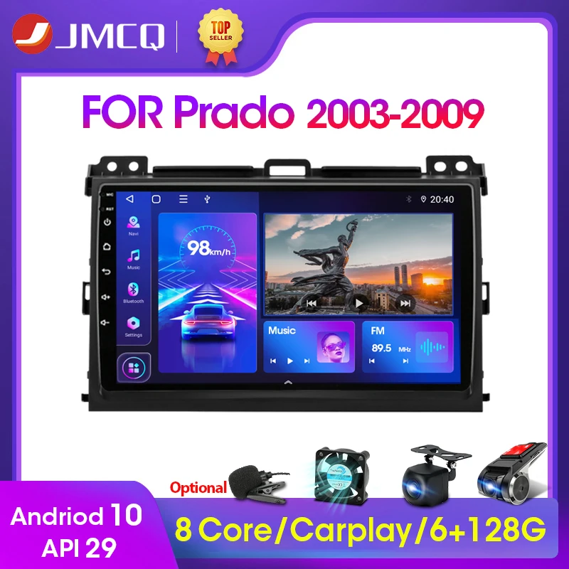 

JMCQ 2Din Android 10 CarPlay Car Radio Multimedia Video Player For Toyota LAND CRUISER Prado 120 2003-2009 Navigation GPS 2 din