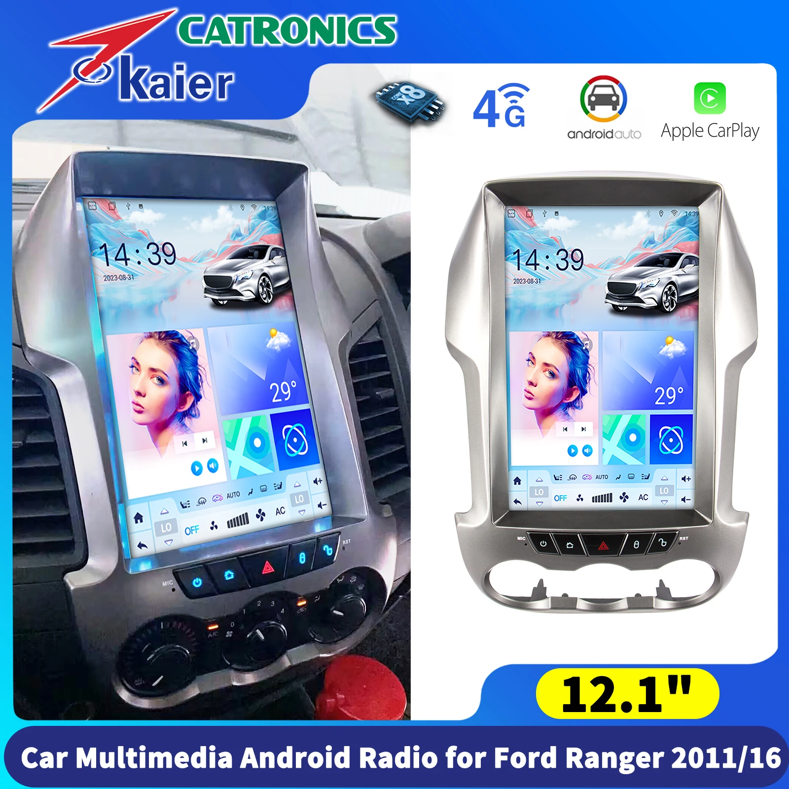 

Catronics Tesla Screen for Ford Ranger F250 2015 2014 2013 2012 2011 T6 Android Radio raptor 150 Vertical Multimedia Head Unit