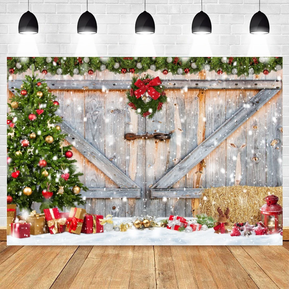 عيد الميلاد لوحة خشبية خلفية عيد الميلاد ريفي الخشب جدار الثلج بريق شجرة كرات الألواح حفلة صور خلفية التصوير الدعائم