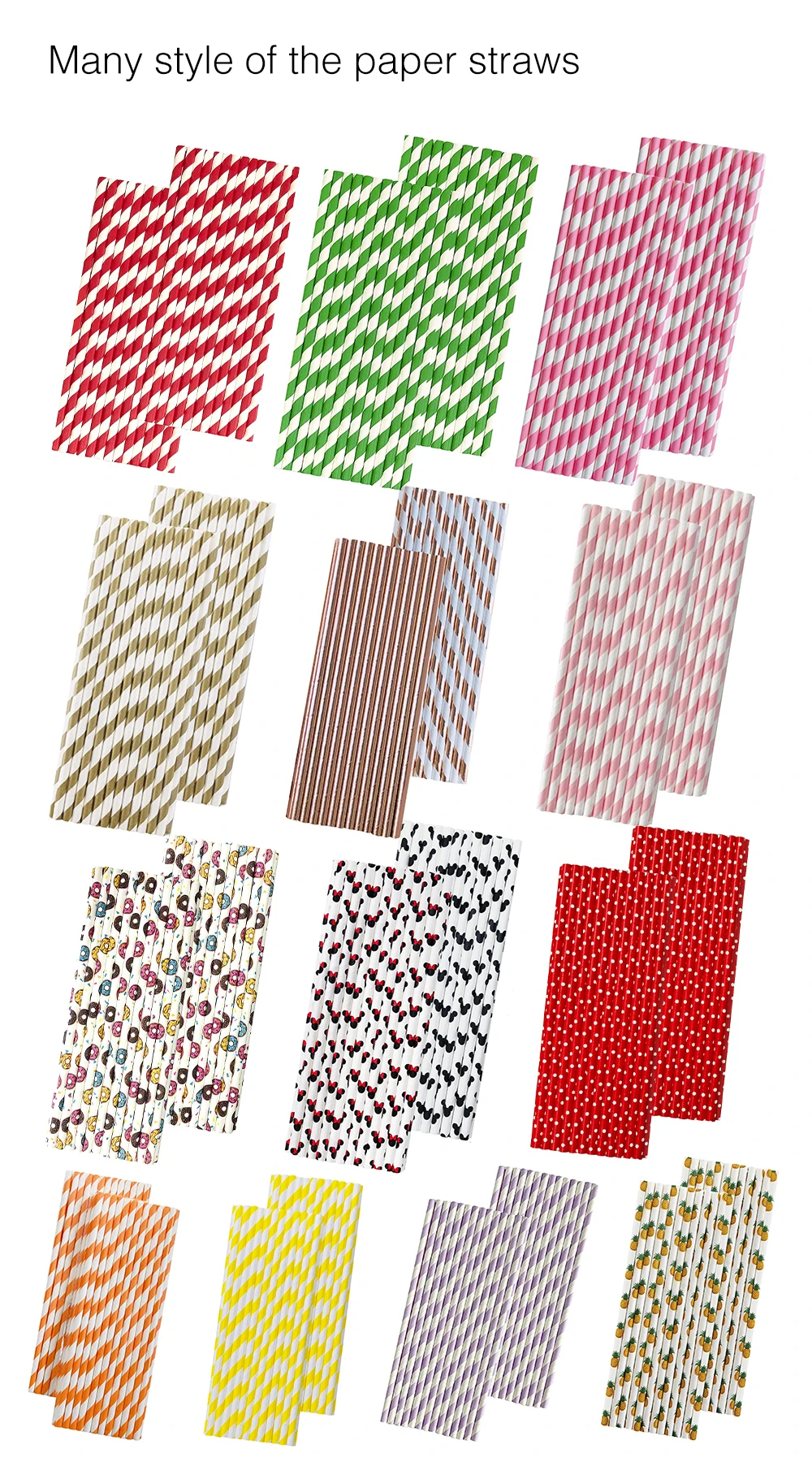 50pcs Panda Bamboo Paper Straws Birthday Party Wedding Decoration Straw Disposable Paper Drinking Straw Baby Shower